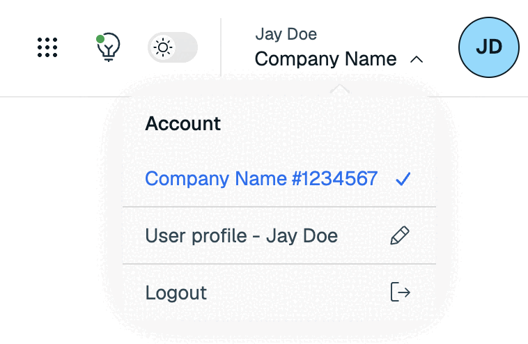 Use the Profile control to manage your user account profile and to switch between Redis Cloud accounts.