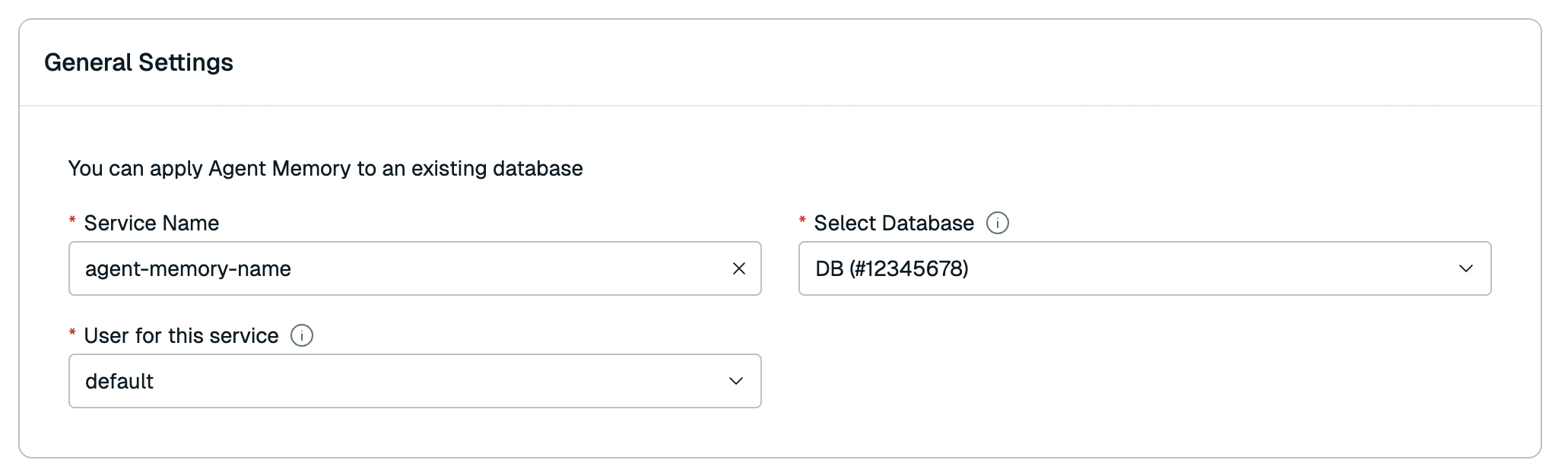 The General settings section.