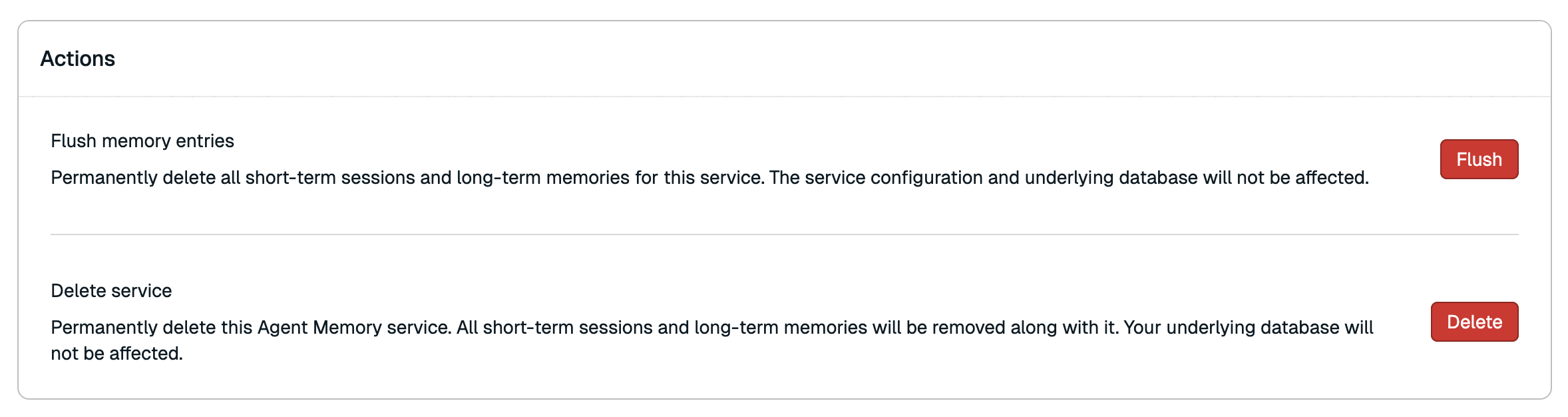 The actions for the Agent Memory service.