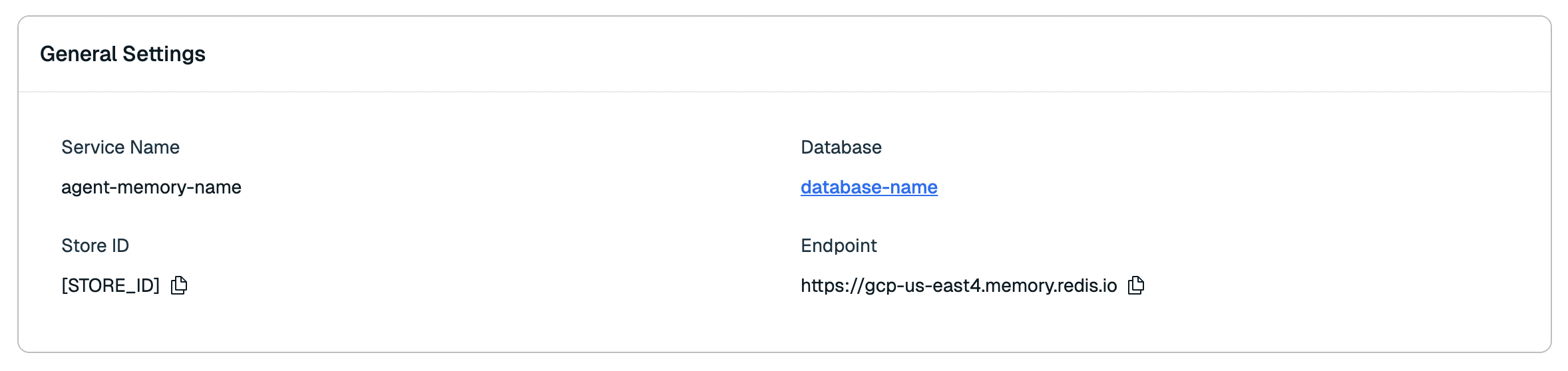 The General settings for the Agent Memory service.