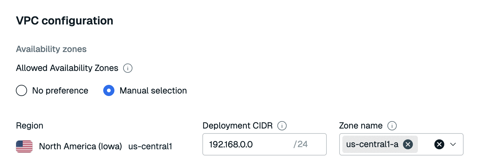 Select one availability zone when Multi-AZ is turned off.