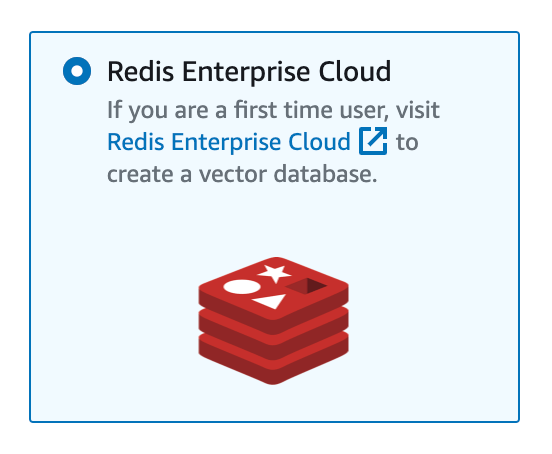 The Redis Cloud selection for your vector database.