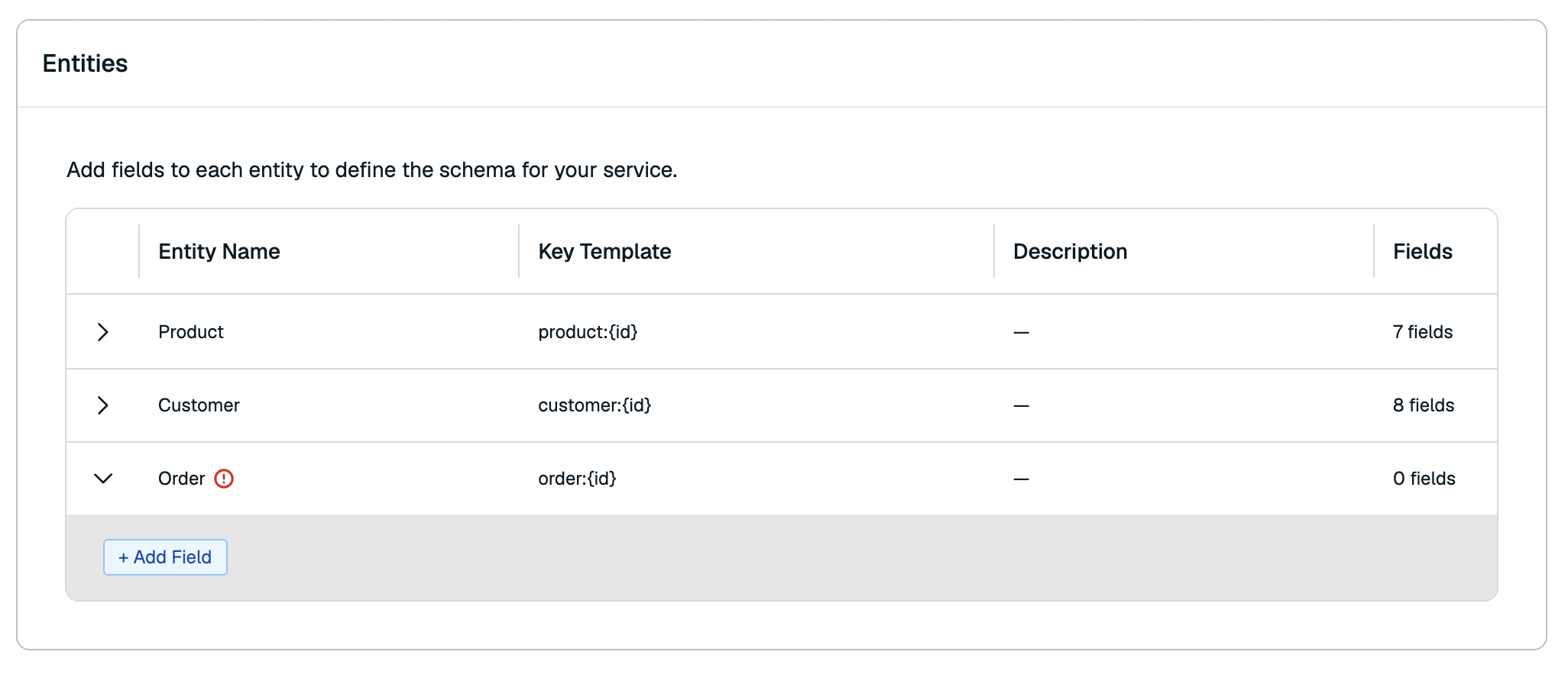 The Configure fields step.