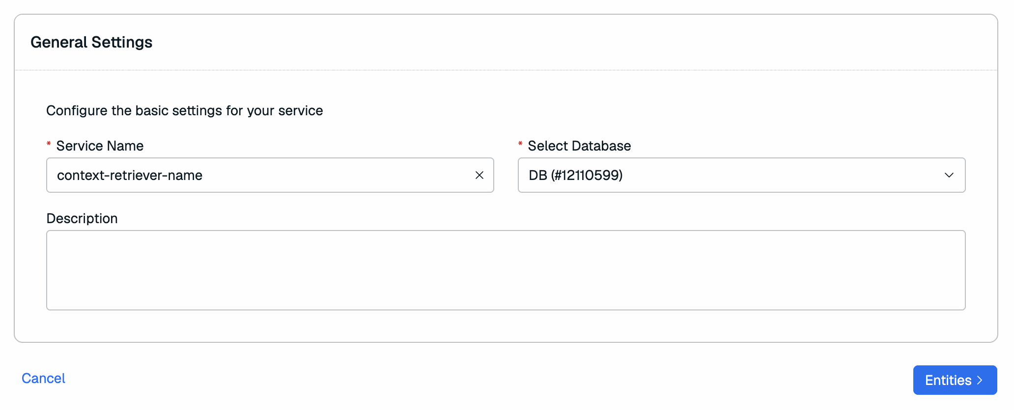 The General settings section.