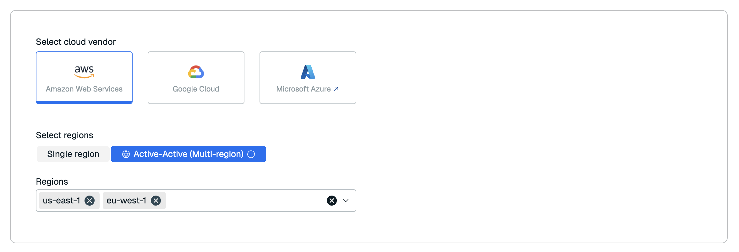 The general settings of the setup tab with Active-Active selected.