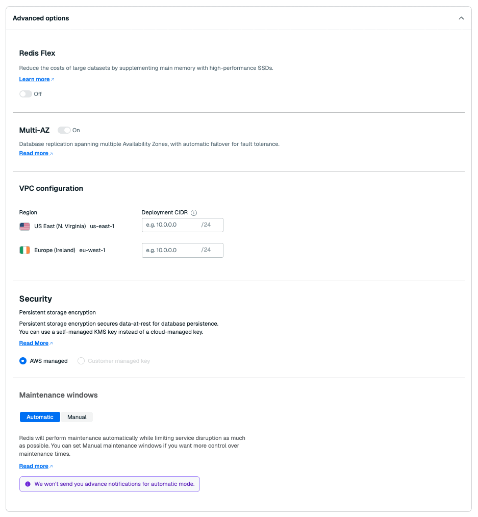 Each region needs a unique CIDR address block to communicate securely with other instances.