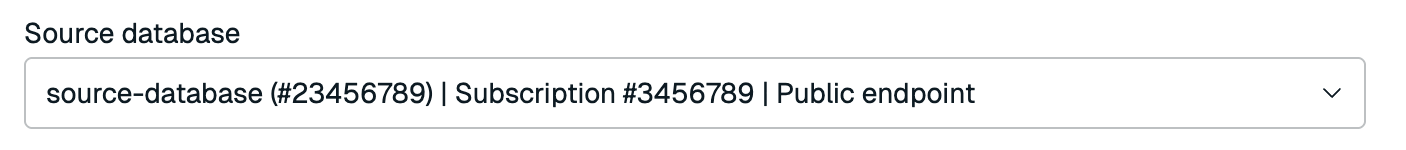 Select the Source database from the database list.