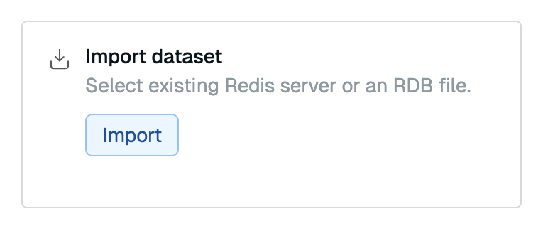 The Import dataset section and Import button.