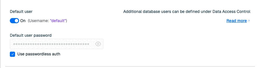 Turn on passwordless authentication for the default user.
