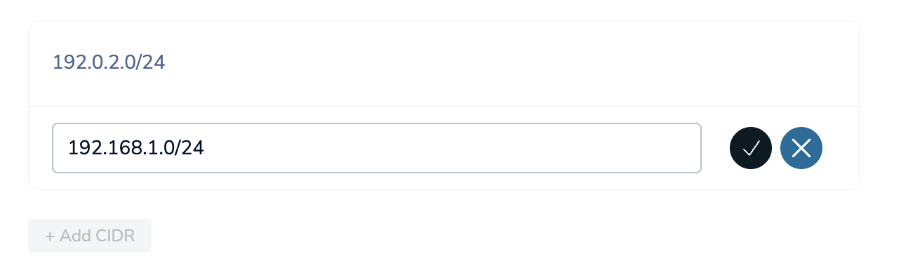 Add a new IP address to the CIDR allow list.