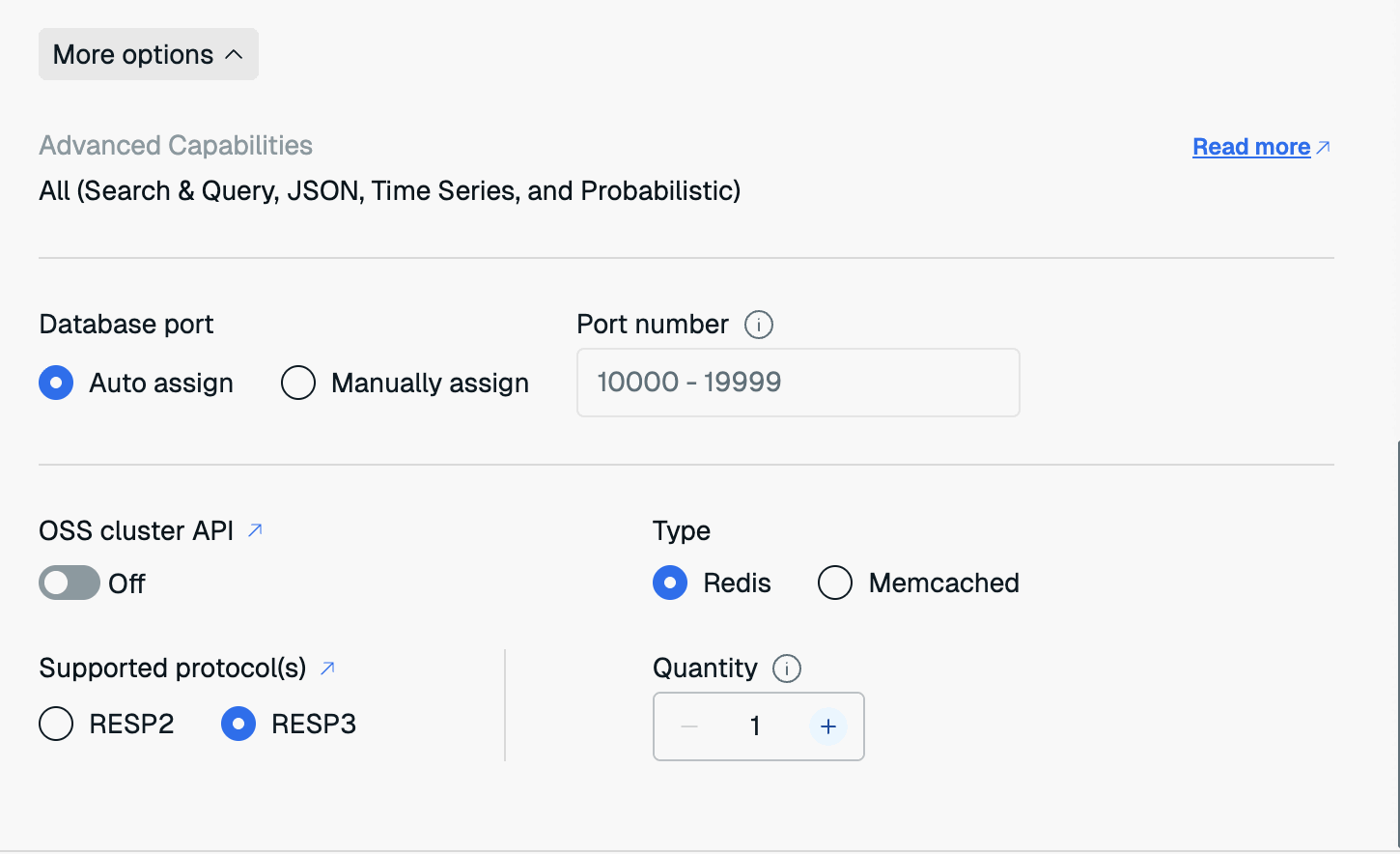 The Database configurations dialog with advanced settings.