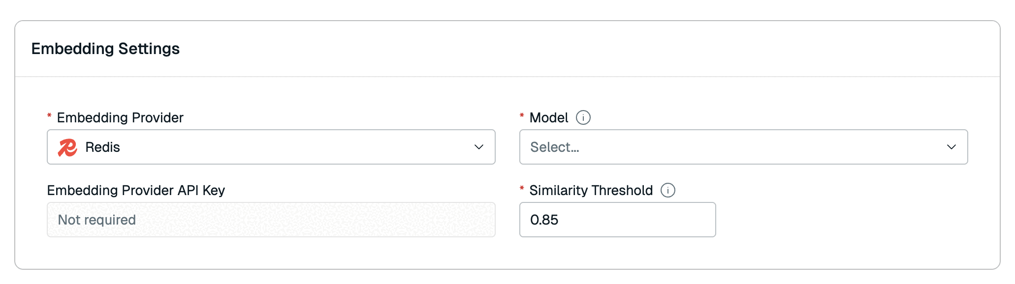 The Embedding settings section.