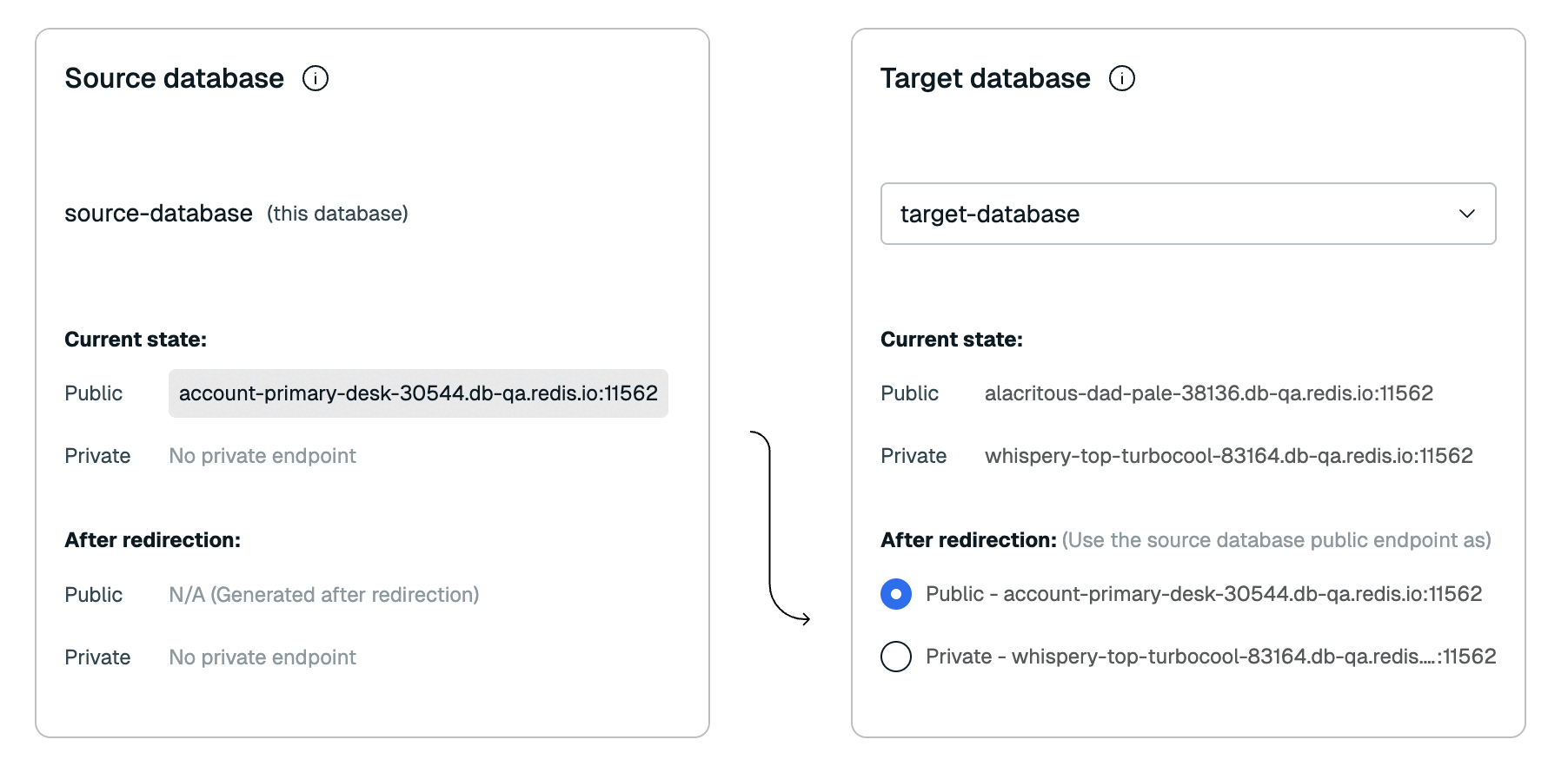 Choose whether to map the original endpoint to the Public or Private endpoint.
