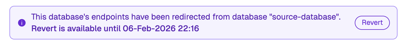 The Revert button reverts endpoint migration.