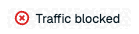 The Traffic blocked badge indicates that Redis Cloud has blocked traffic to the database.