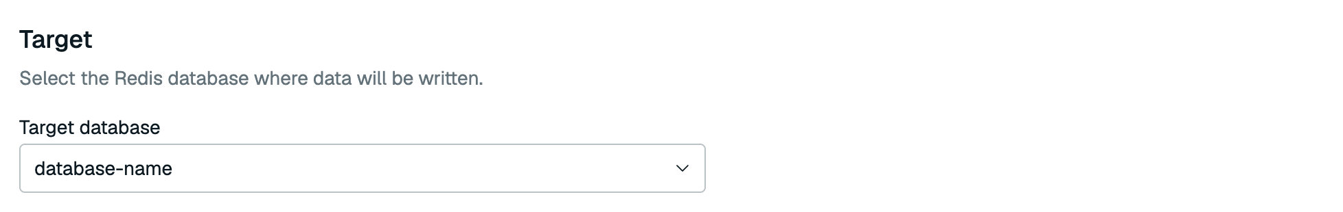 The target database list in pipeline Settings.