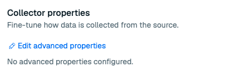 The Edit advanced properties control under Collector properties.