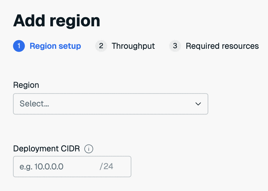 The Region setup step.