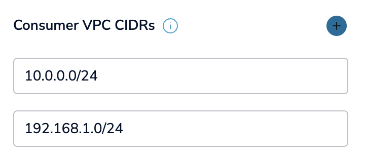Select the Add CIDR button to add another VPC CIDR.