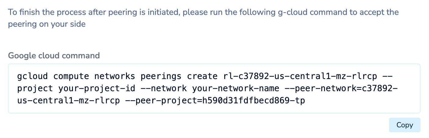 The Initiate peering button creates a VPC peering request.