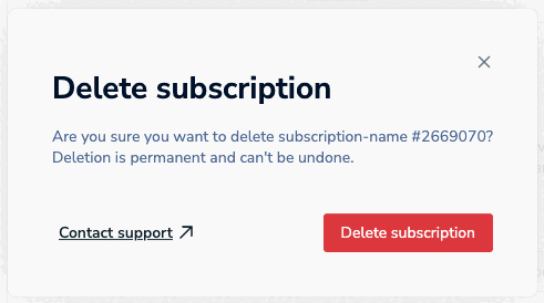 Select the Yes, cancel button to confirm the subscription cancellation.