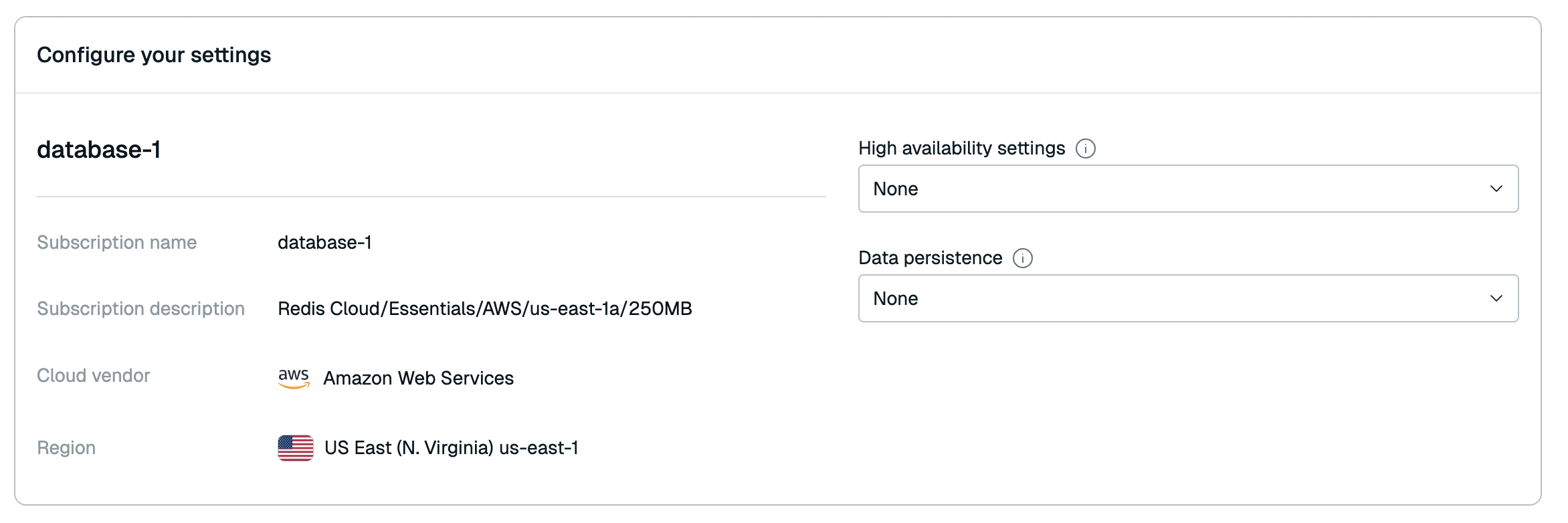 Use the Configure your settings panel to set Essentials subscription settings.
