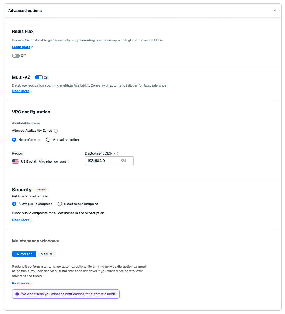 The Advanced settings of the Setup tab.