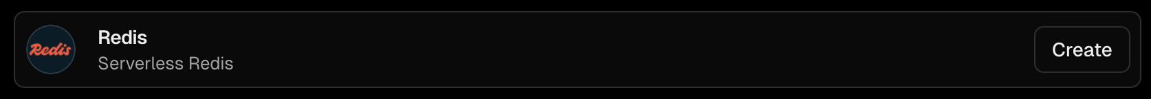 The Redis database provider in the Vercel Storage tab.