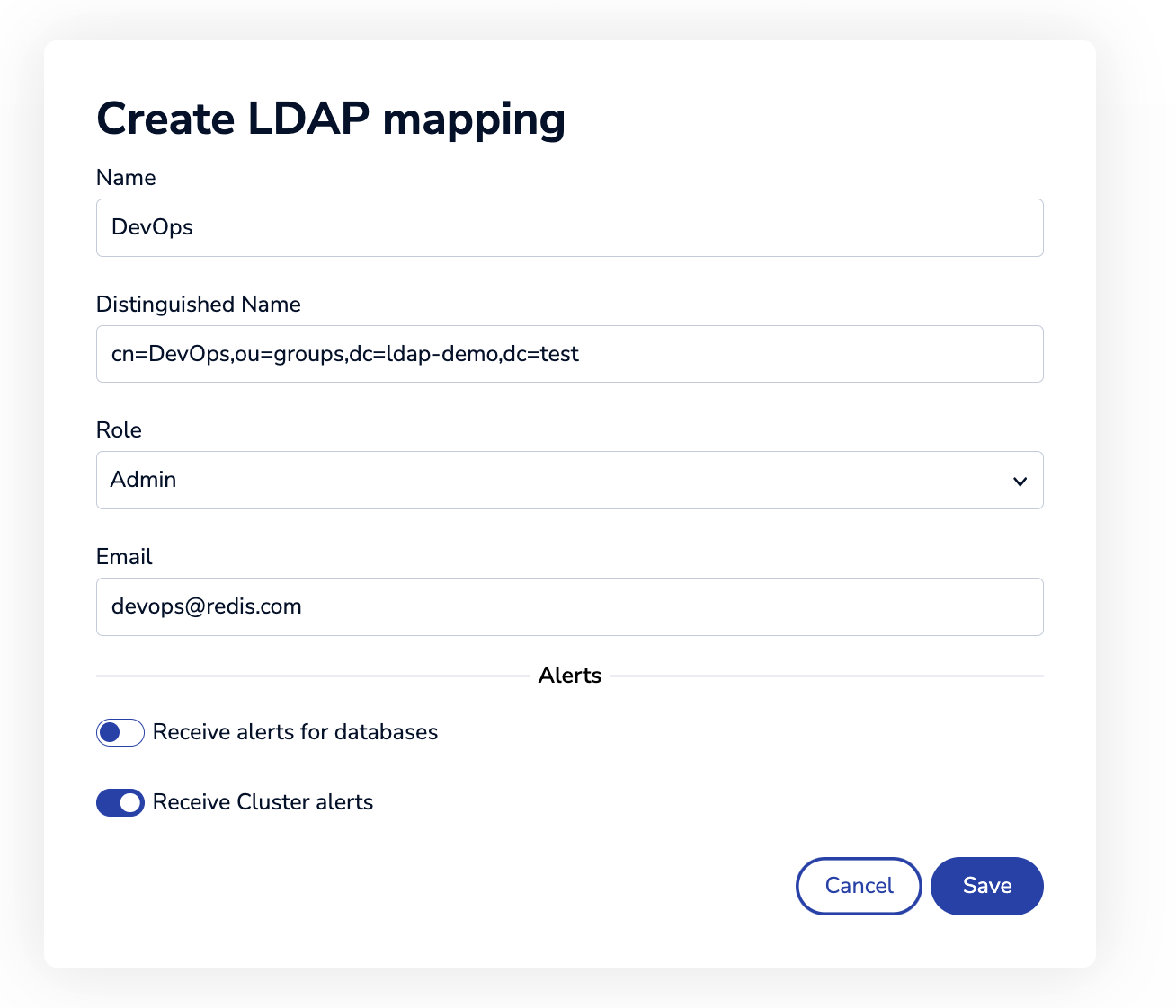 Enable LDAP mappings Panel