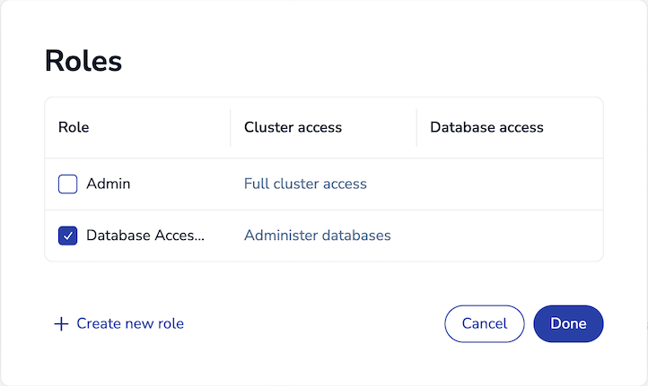 Select role for user.