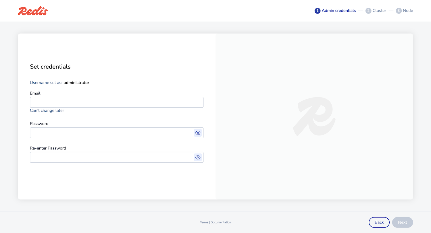 Set the credentials for your admin user.