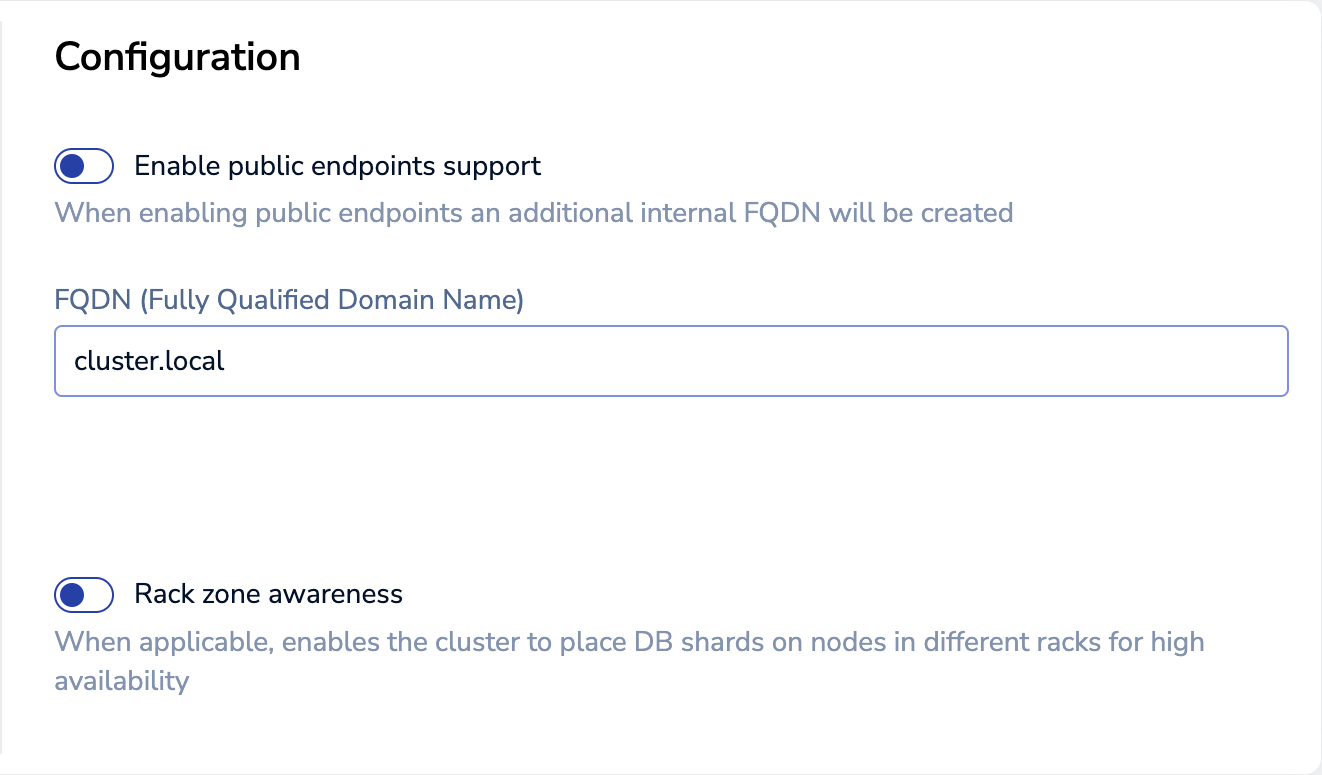 Configure the cluster FQDN.