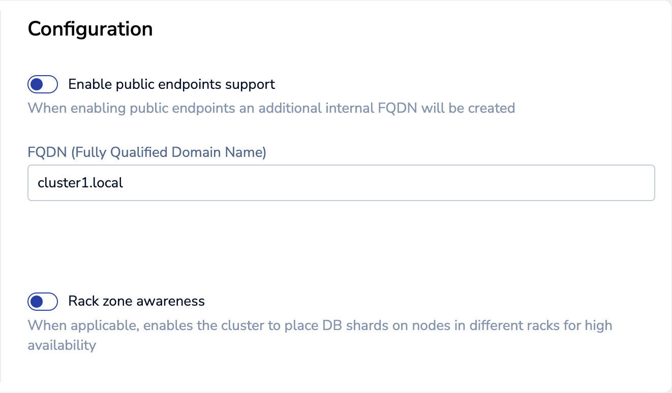 Configure the cluster FQDN.