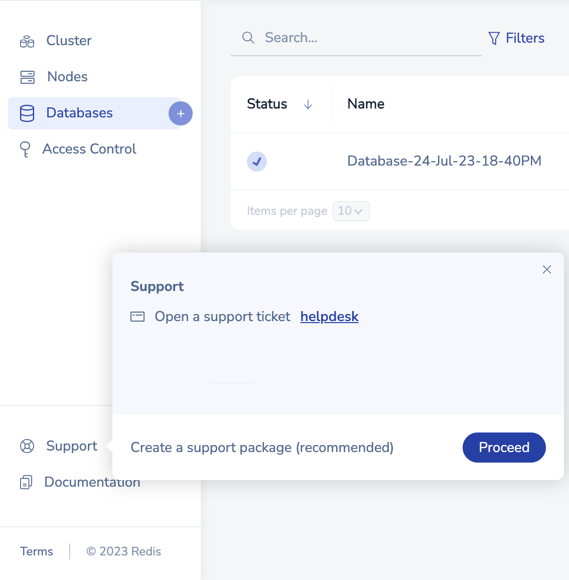 Select Support and create a support package.