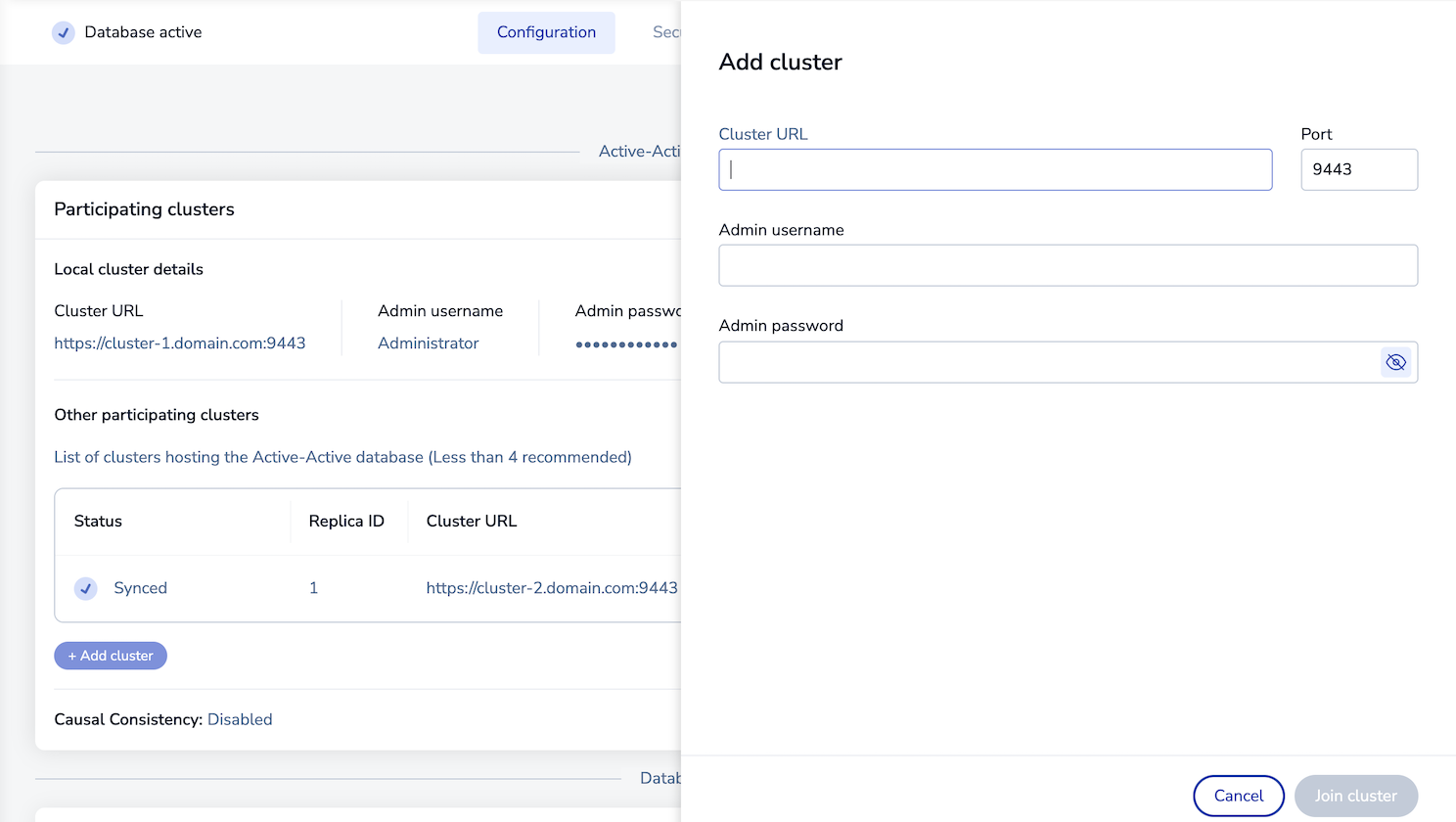Add cluster panel.