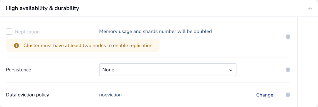 Turn off replication in the High availability & durability section.