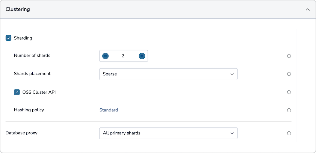 Use the OSS Cluster API setting to enable the API for the selected database.