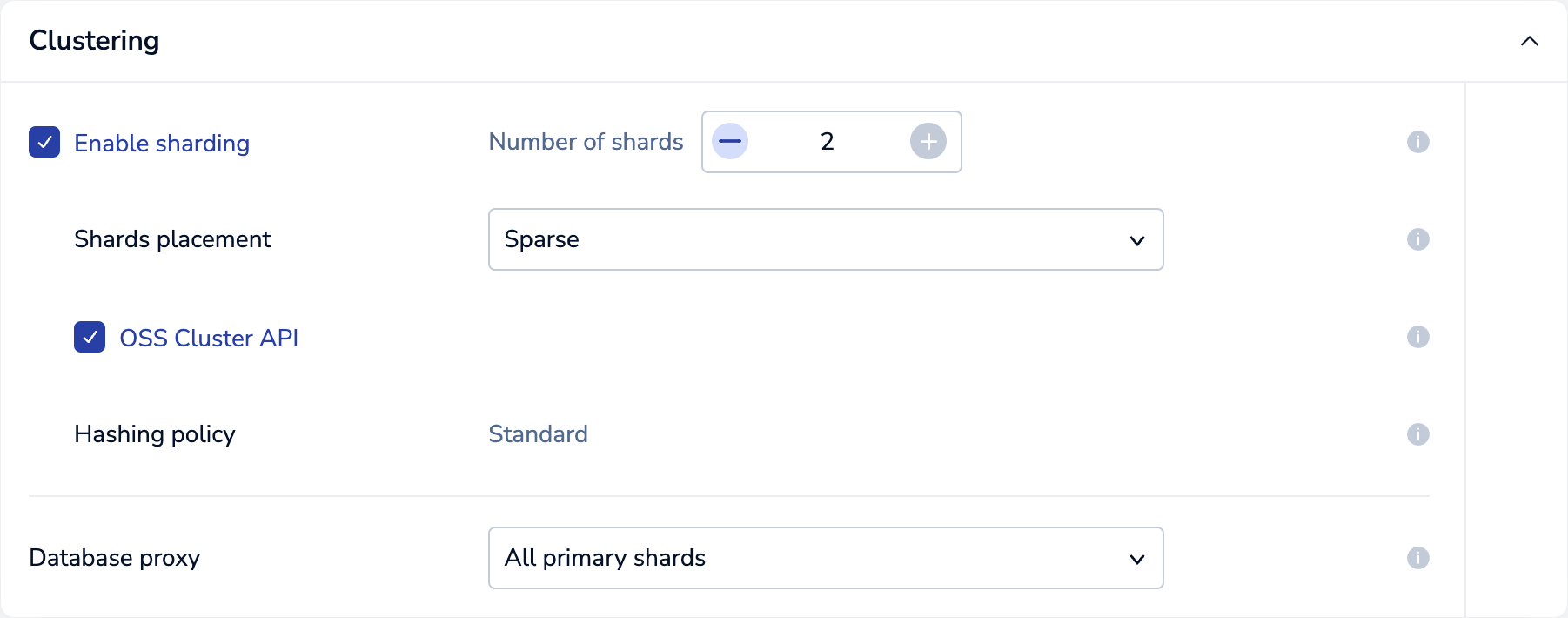 Use the OSS Cluster API setting to enable the API for the selected database.