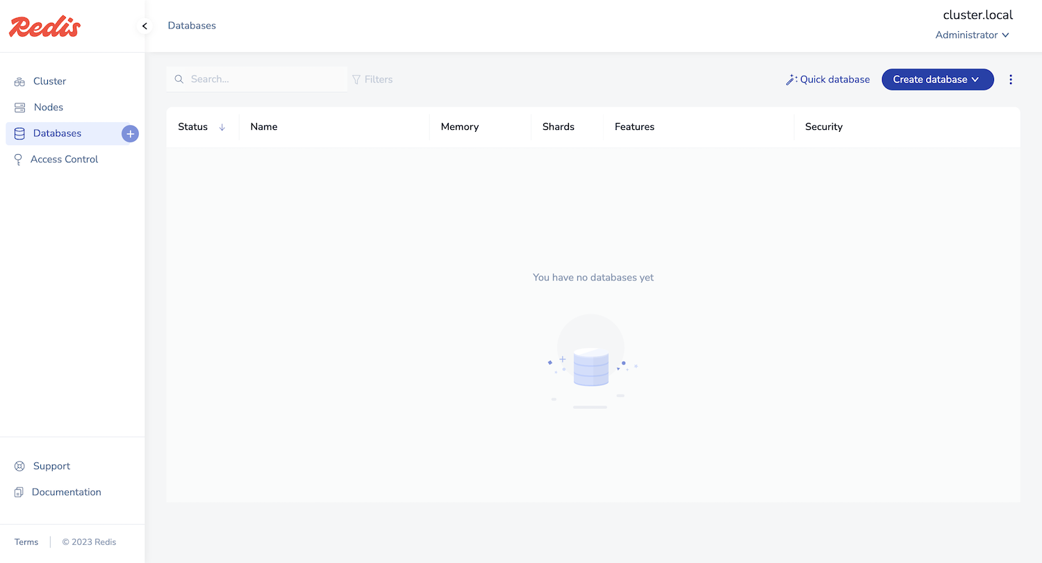 Select Quick database on the Databases screen.