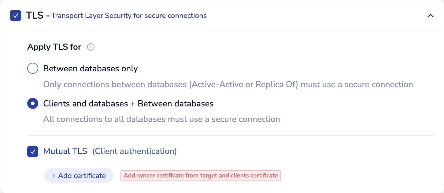 Mutual TLS authentication configuration.