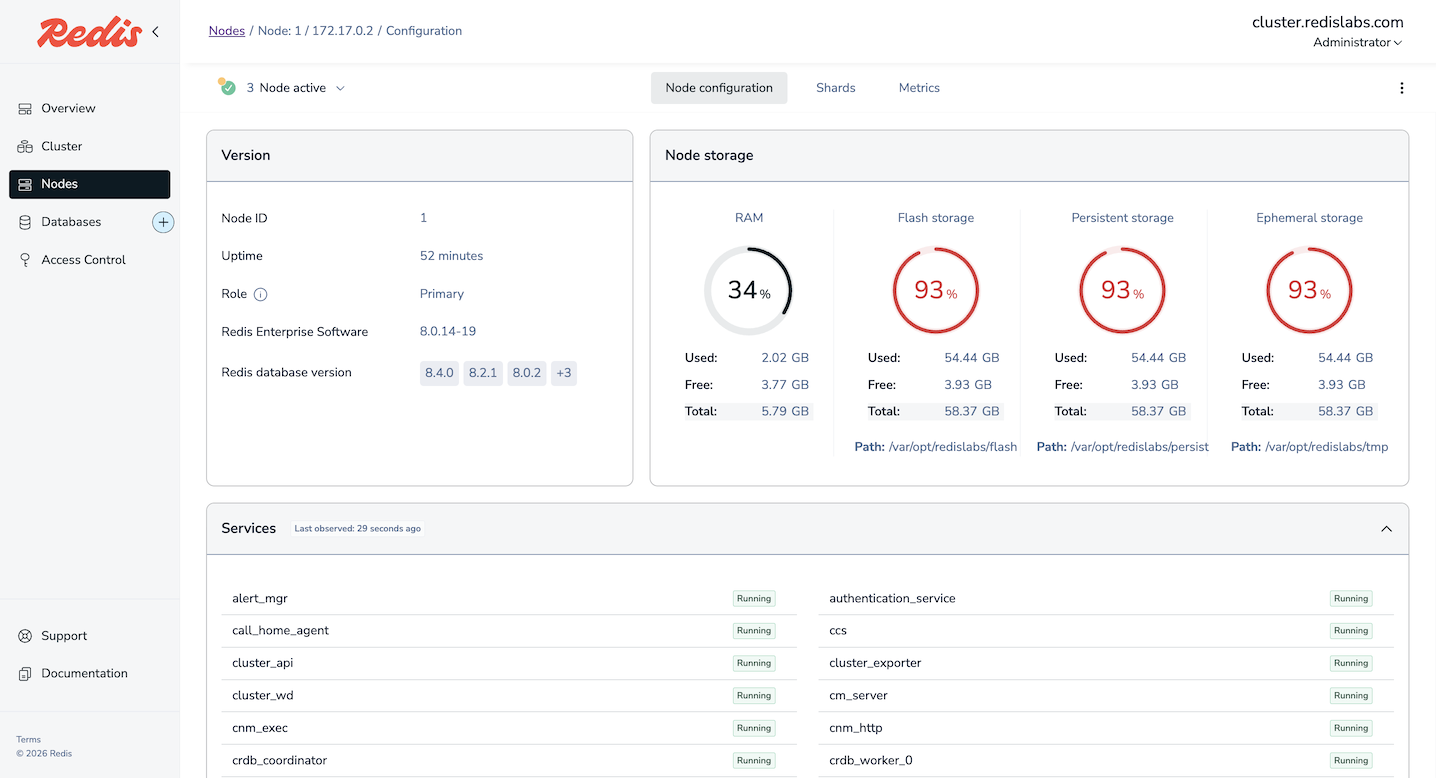 Node configuration screen.