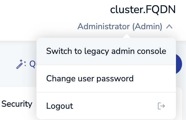 Select switch to legacy admin console from the dropdown.